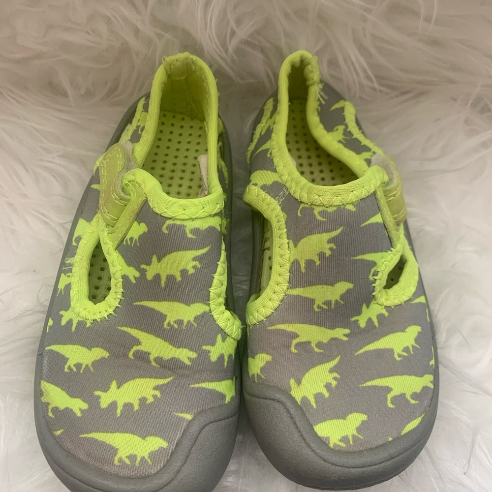 Athletic Works Gray and Green Water Shoes with Stretchy Slip-On Design